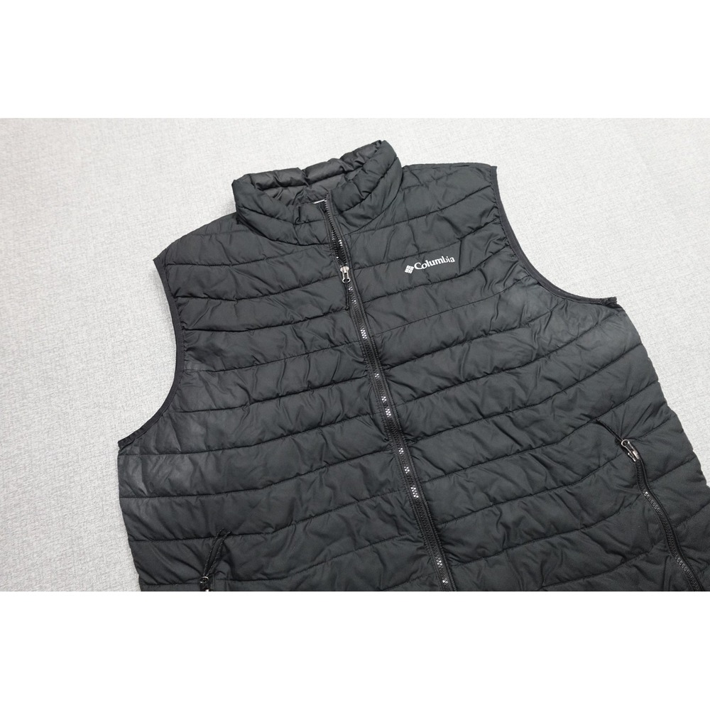 Columbia Vest Mens 2XLT Black Puffer Quilted Full Zip Lightweight Hiking Outdoor